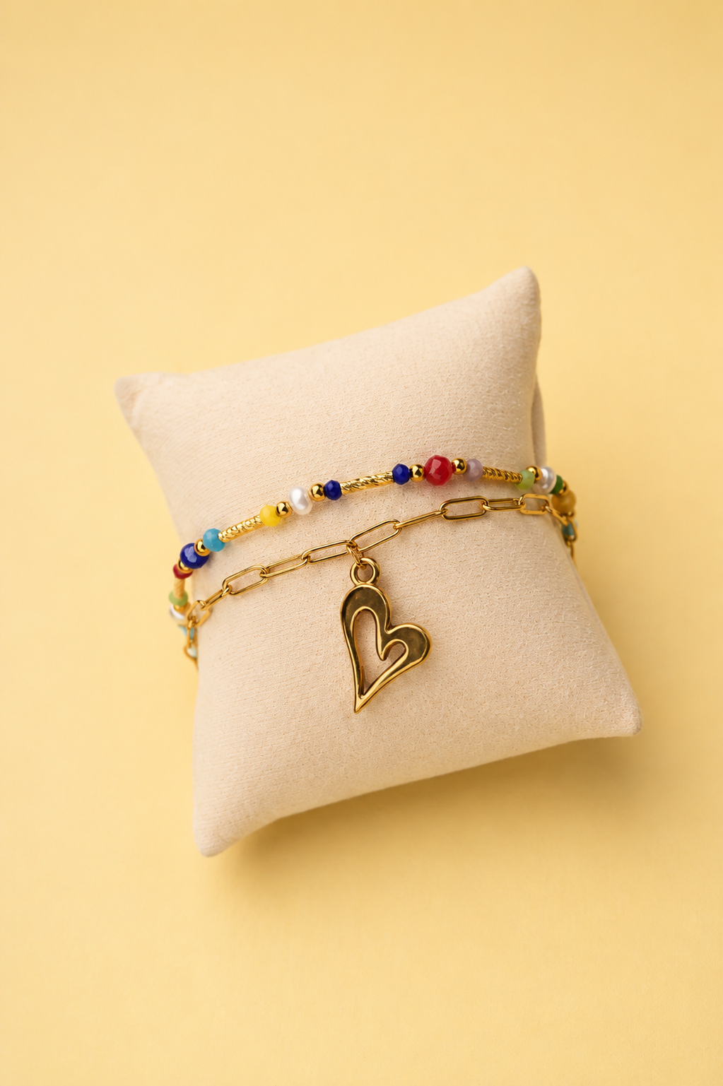 Pulsera doble corazón